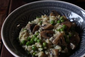 Risotto mit Erbsen und Champignons