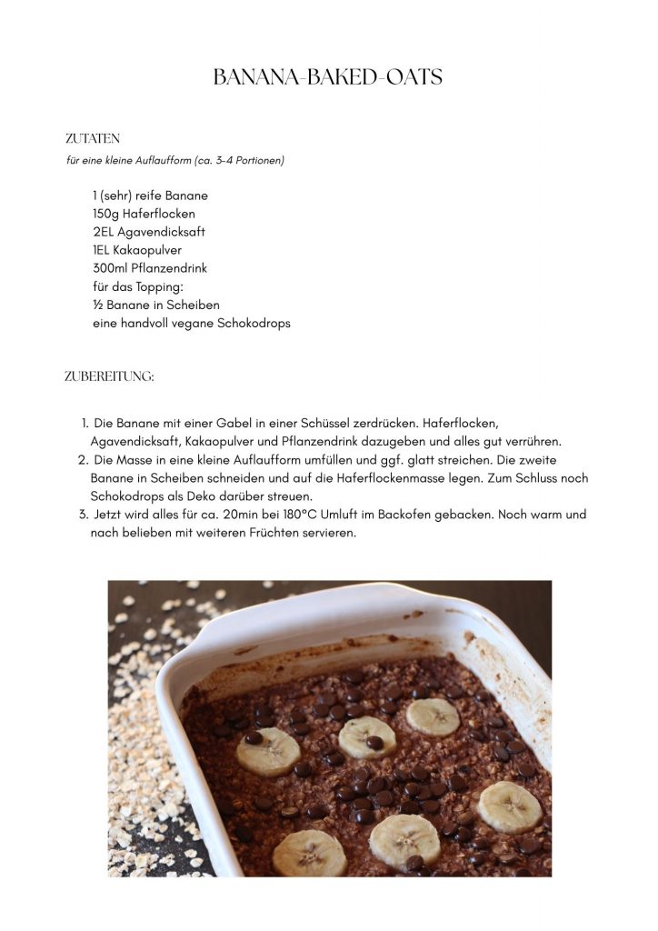 Einfach vegane Alltagsküche, Rezeptbeispiel Baked Oats