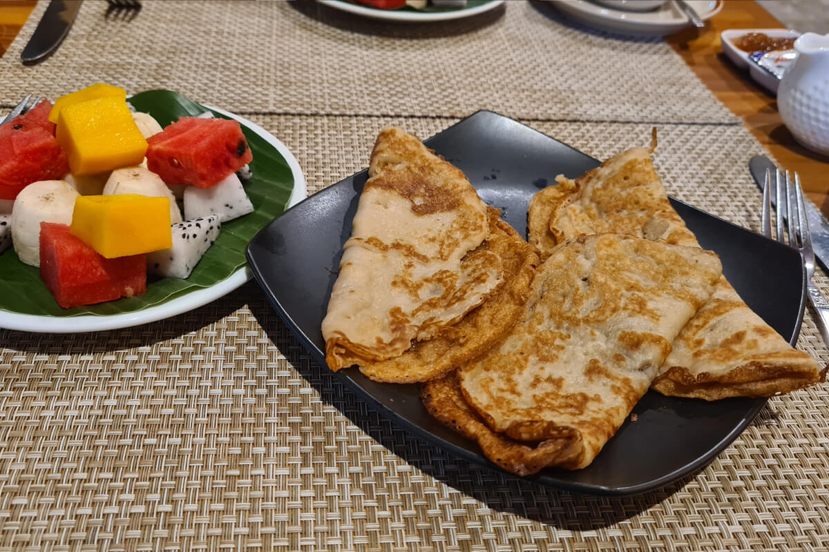 Veganes Frühstück im Saynamkhan River View