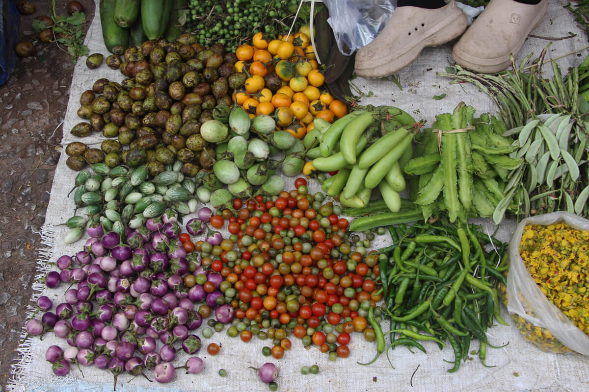 Thai-Auberginen und anderes Gemüse