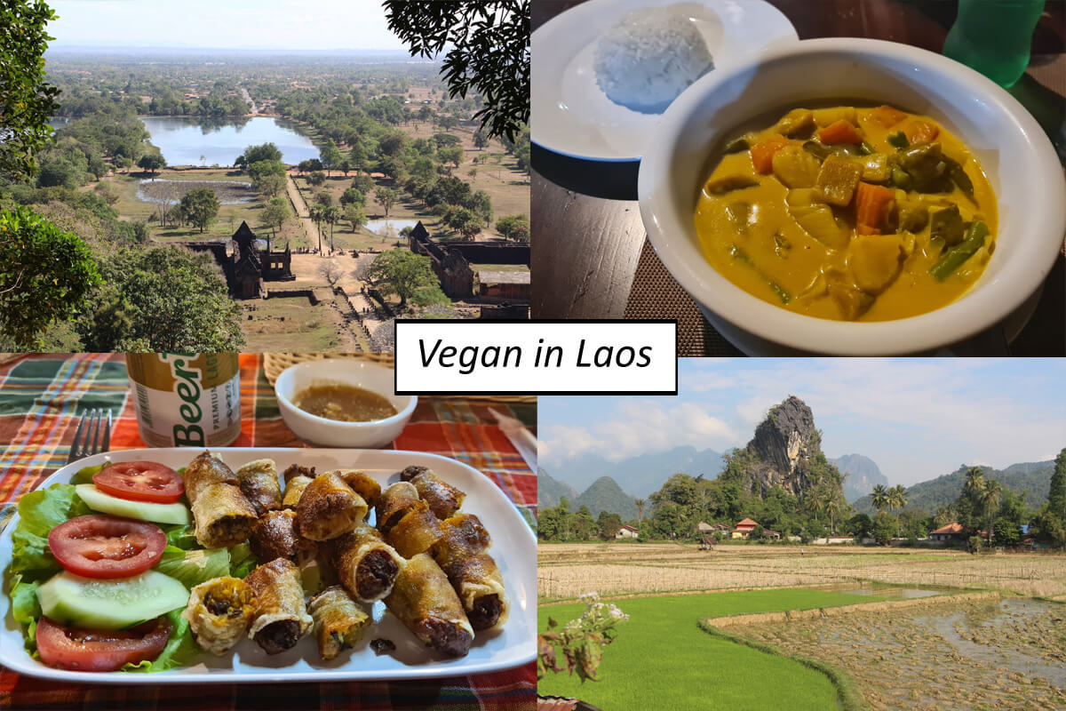 vegan in Laos, Titelbild mit Collage und Schriftzug
