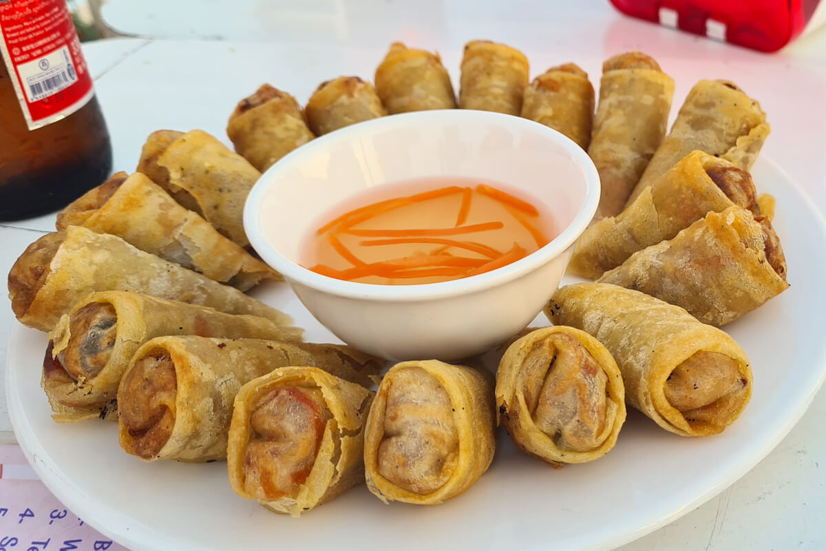 Fried Springrolls auf einem Teller