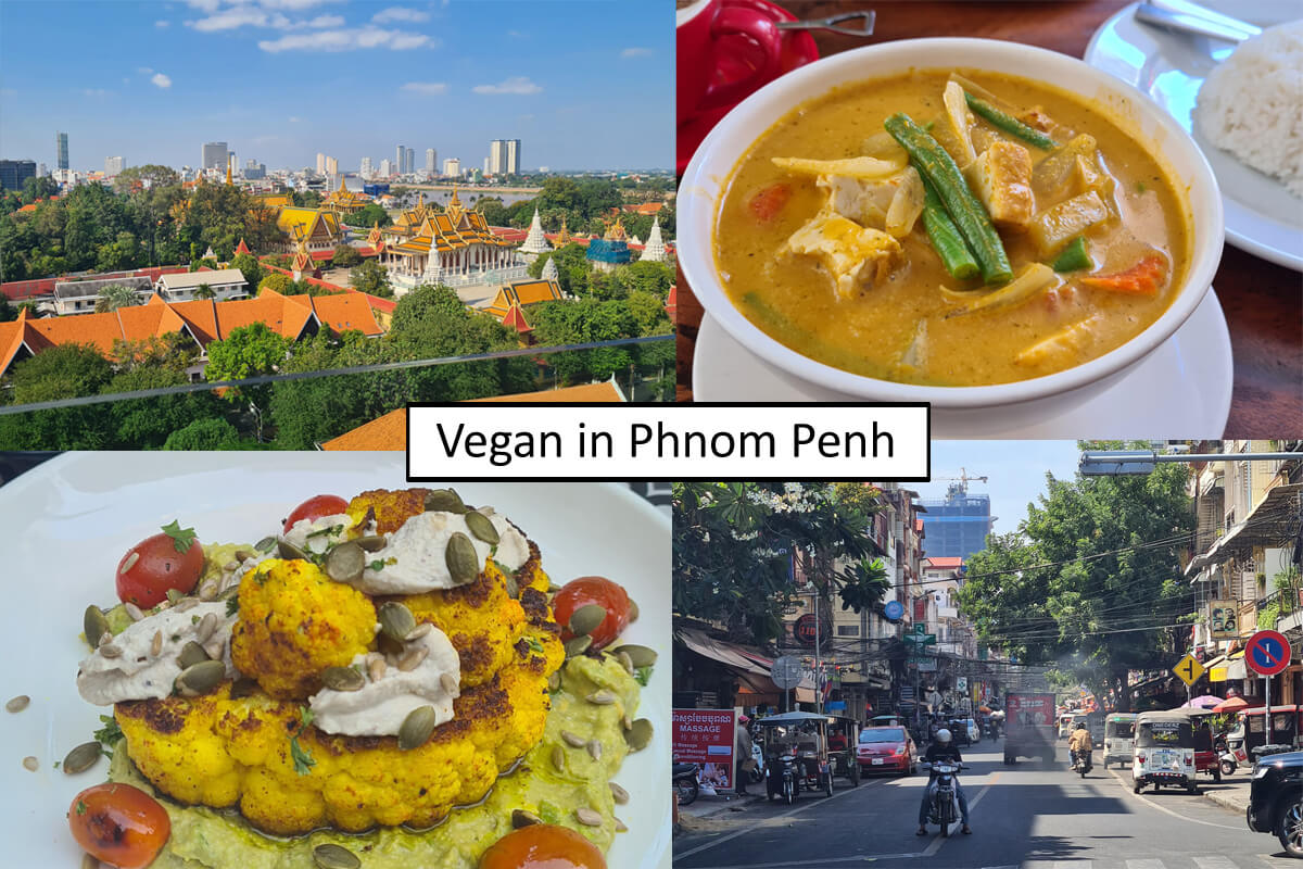 vegan in Phnom Penh, Titelbild mit Collage und Schriftzug