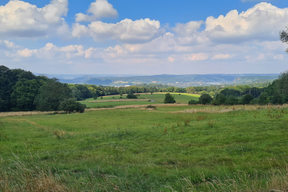 Ausblick über die Hügel entlang der Route