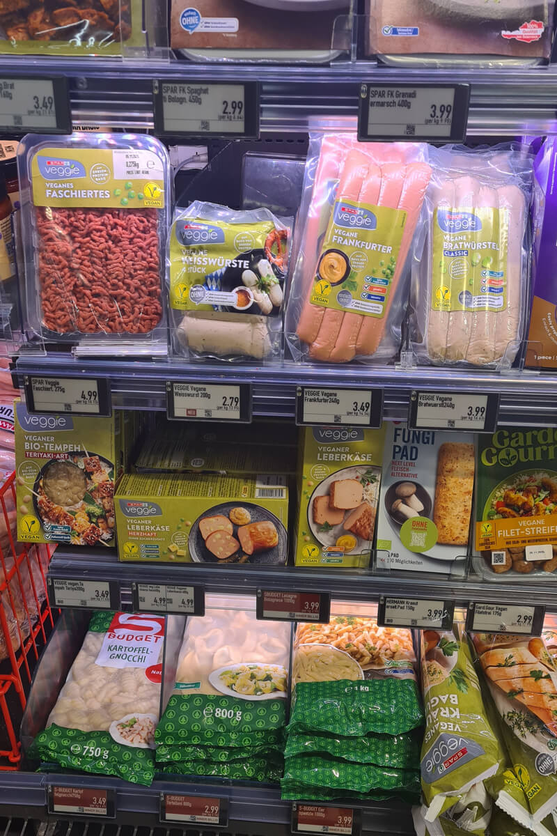 vegane Fleischersatzprodukte im Spar in Österreich