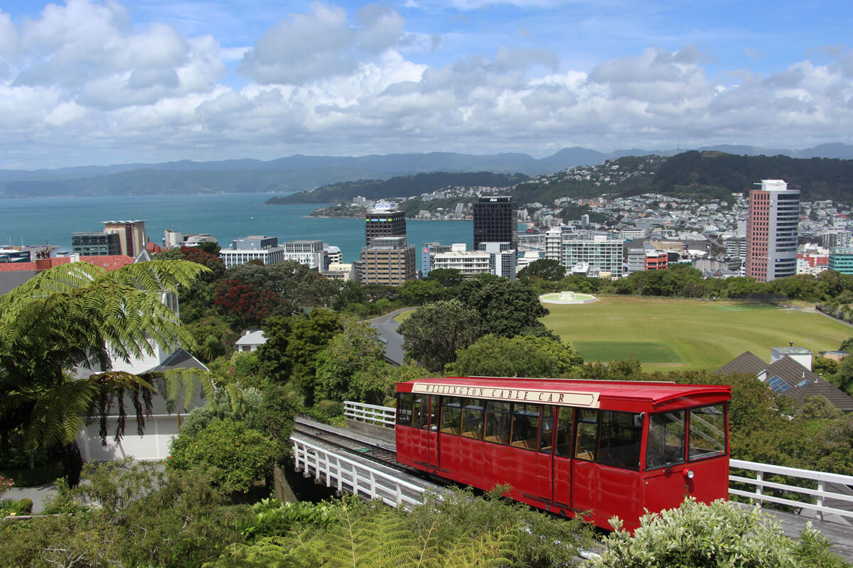 Ausblick von der Bergstation der roten Cable Car auf Wellington