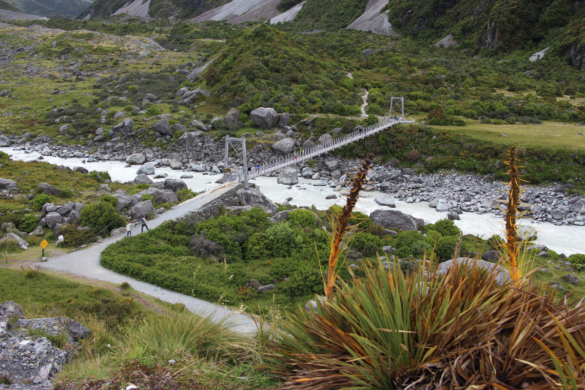 Hängebrücke auf dem Hooker Valley Track