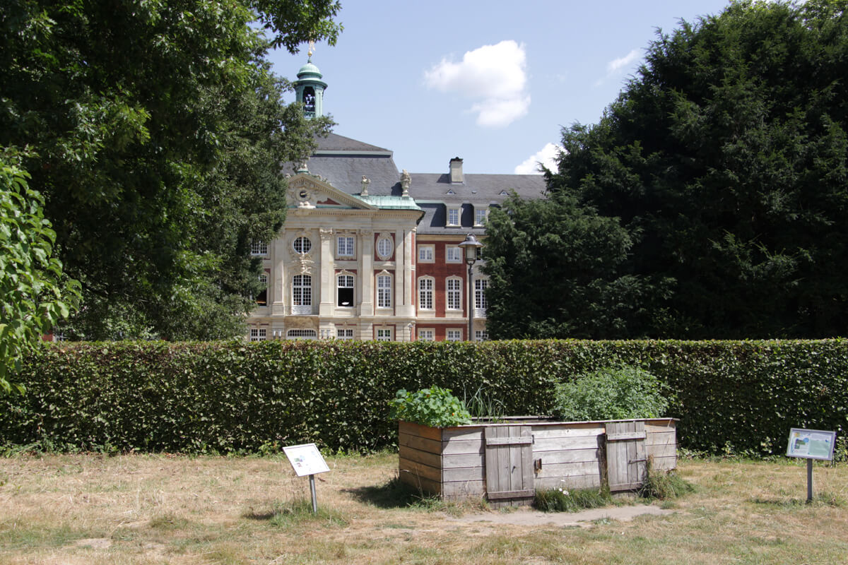 Botanischer Garten mit Schloss im Hintergrund